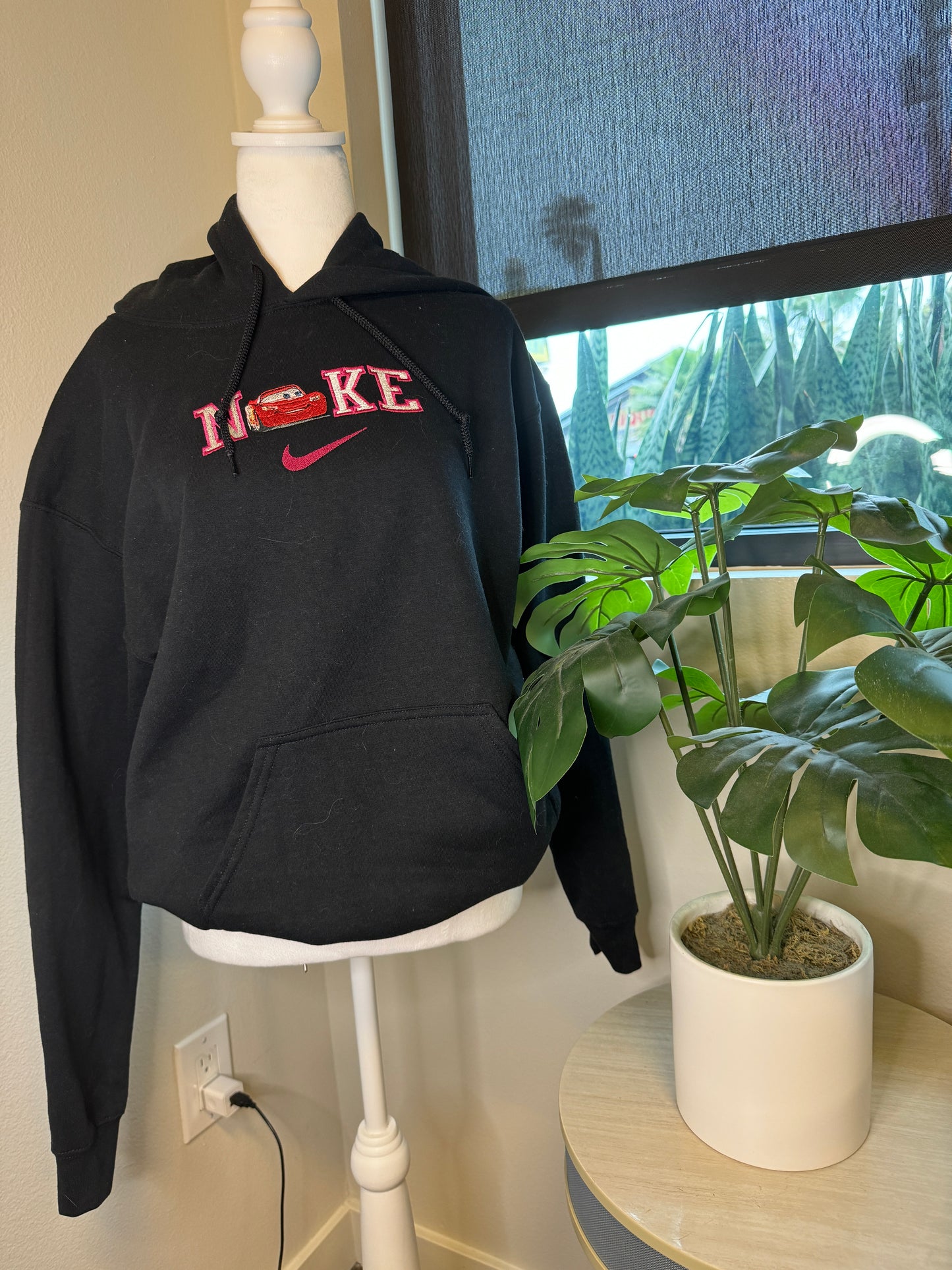 Lightening McQueen Embroidered Hoodie Black M CLEARANCE