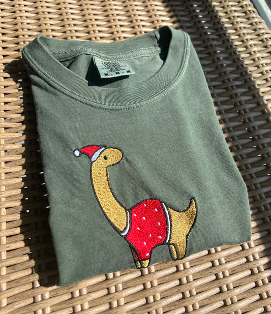 Xmas Dino Embroidered Shirt