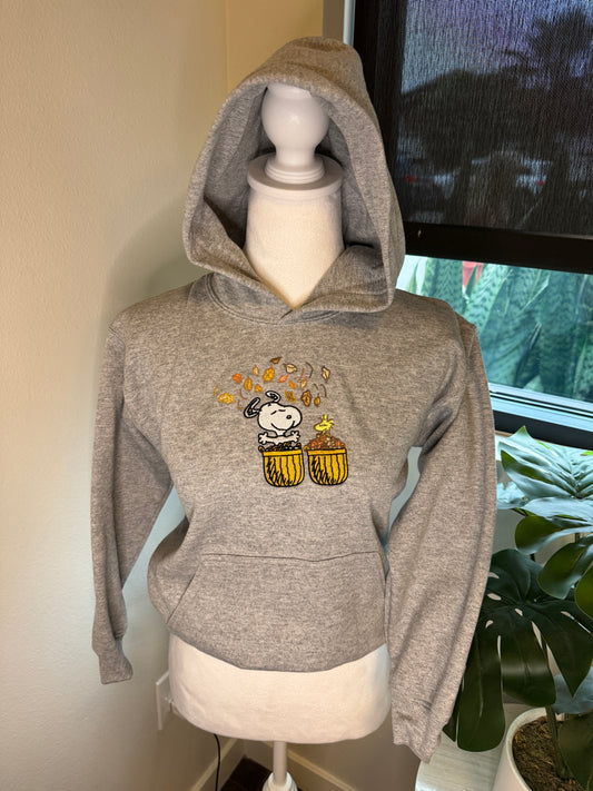 Snoopy Embroidered Hoodie Kids S Gray CLEARANCE