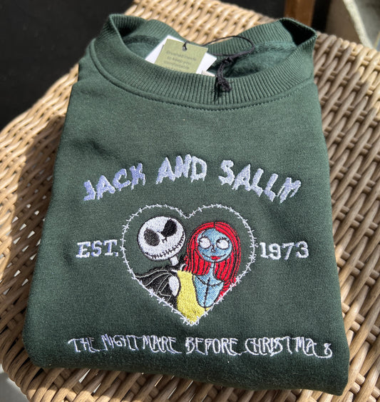 Jack and Sally Embroidered Sweatshirt