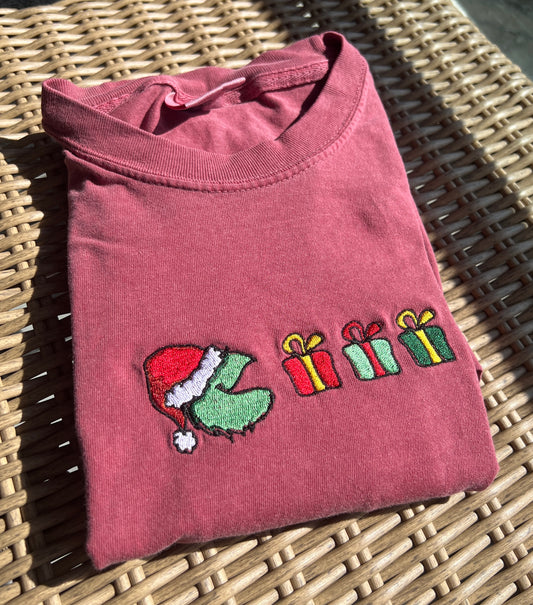 Grinch PAC-Man embroidered shirt