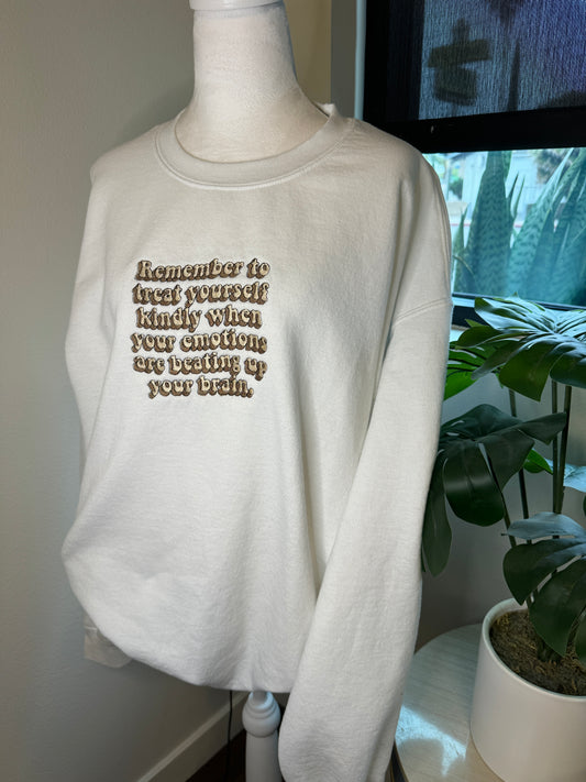 Mental Health Embroidered Crew White XL CLEARANCE