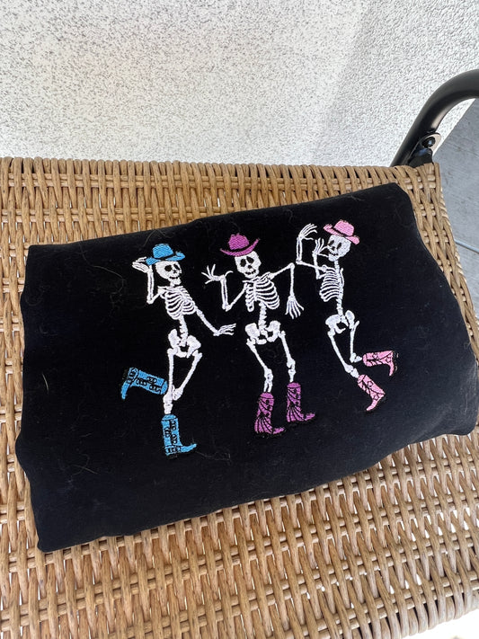 Skeleton Cowgirls Embroidered Sweatshirt