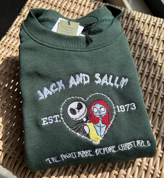 Jack and Sally Embroidered Sweatshirt