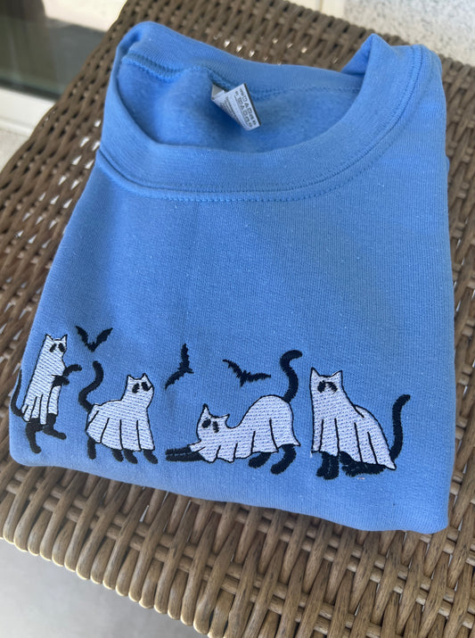 Ghost Kitties Embroidered Crewneck