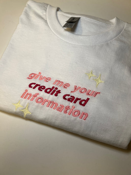 Credit Card Info Embroidery